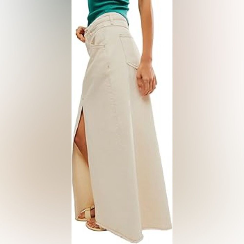 Free People We The Free Women's Come As You Are Denim Maxi Skirt Size 2 - Picture 6 of 12